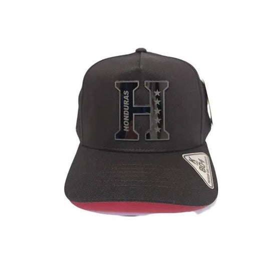 Honduras Hat Black Snapback with Imagen De Honduras Comfortable Fit 4-Inch Crown Sun Protection Flat Visor OSFA Size 6 5/8" - 7 5/8" Ventilation Mesh Cap